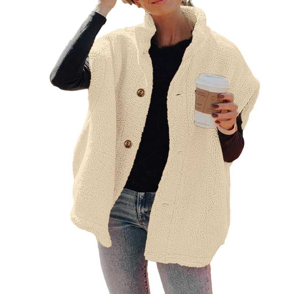 Женский флисовый жилет свободного покроя, теплая куртка на пуговицах с карманами