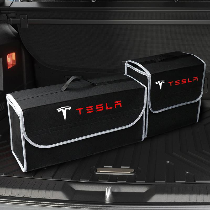 PAJL2 Car Soft Felt Storage Bag Organizer Cars Foldable Trunk Bag For Tesla model 3 model Y Car Stickers