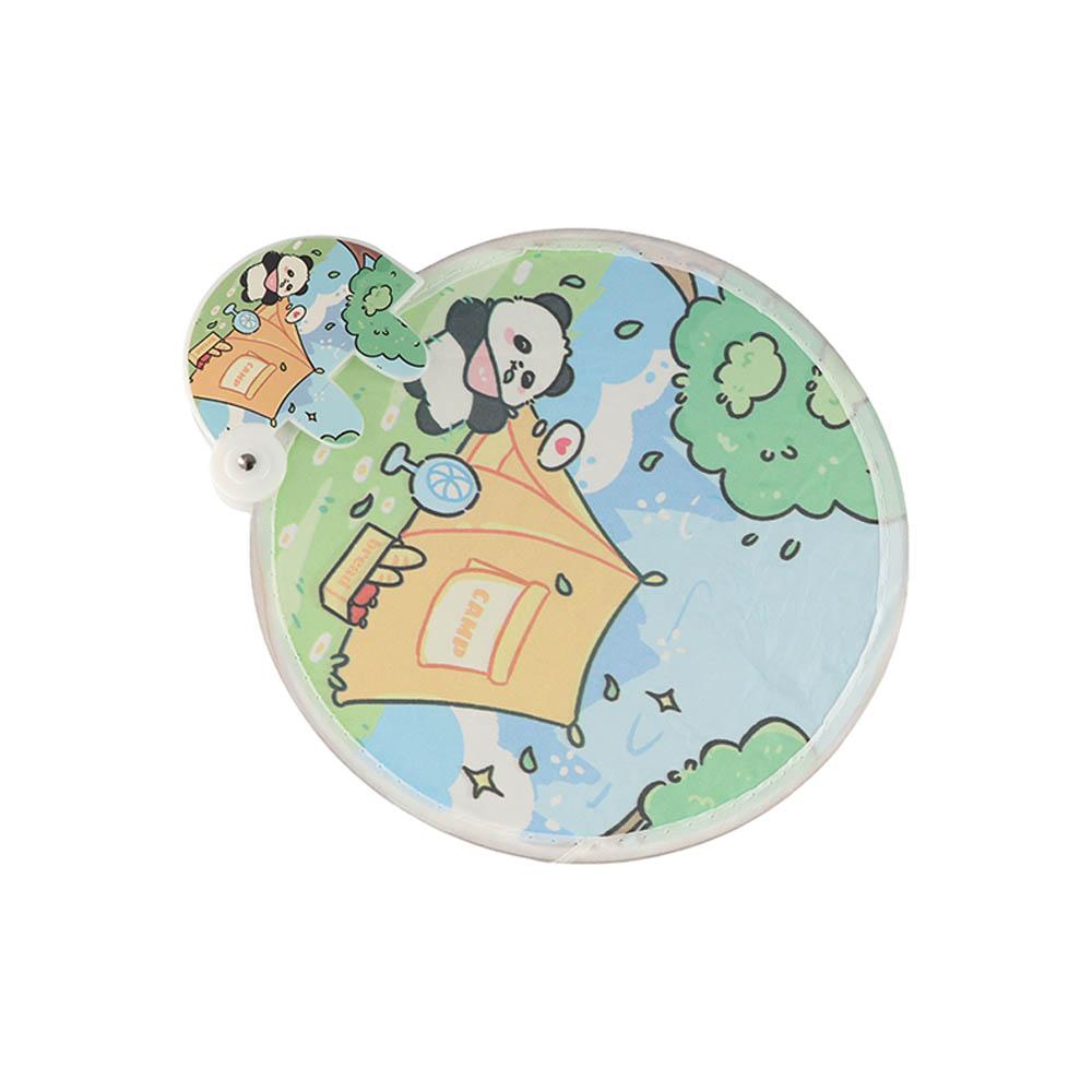 Folding Round Collapsible Pocket Fan Mini Cute Handheld Fan Portable Cartoon Pattern Foldable Fan