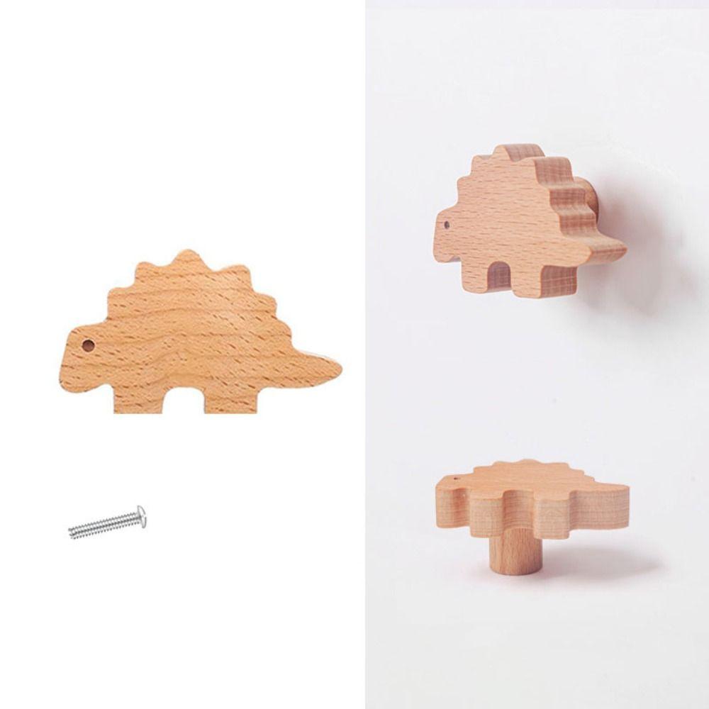 Милые крючки Деревянные дверные ручки Динозавр Шкафы Ящики Ручки Спальня