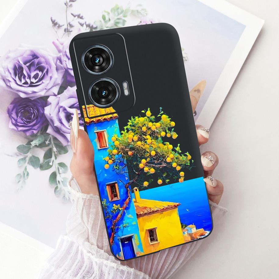 Чехол Для Motorola Edge 50 Fusion Чехол XT2429-1 Популярный Цветок Мягкий Черный Силиконовый Чехлы Для Телефона Для Motorola G96 5G MotoG96 Funda