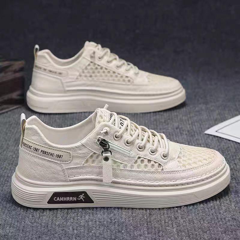 2025 Autumn New Men's Shoes Running Sports Versatile White Shoes Men's Casual Leather Surface One Pedal Board Shoes Trendy Shoes