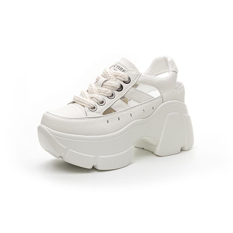 Туфли на толстой подошве с эффектом попсового увеличения внутренней высоты повседневные маленькие кожаные туфли сандалии