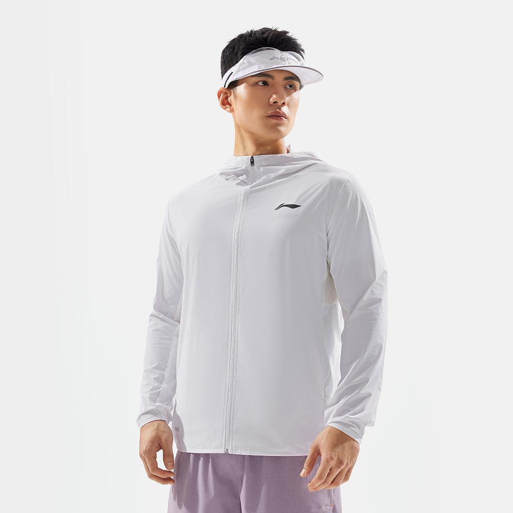 Li Ning Беговая серия Однотонная Толстовка на молнии с капюшоном Удобная Дышащая Универсальная Защита от солнца Зеркальная Спортивная куртка Мужская куртка AFDV249-2