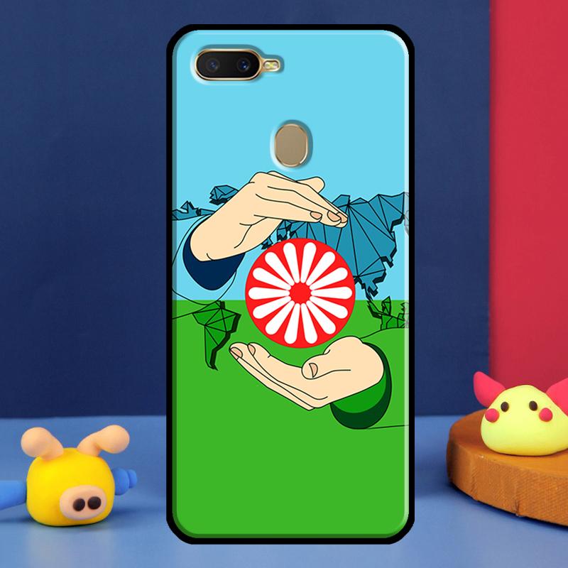Чехол-флаг цыганский Рома для Oppo A98 A78 A58 A15 A16 A17 A5 A9 A91 A52 A72 A76 A96 A74 A94 A54 S A57 A77