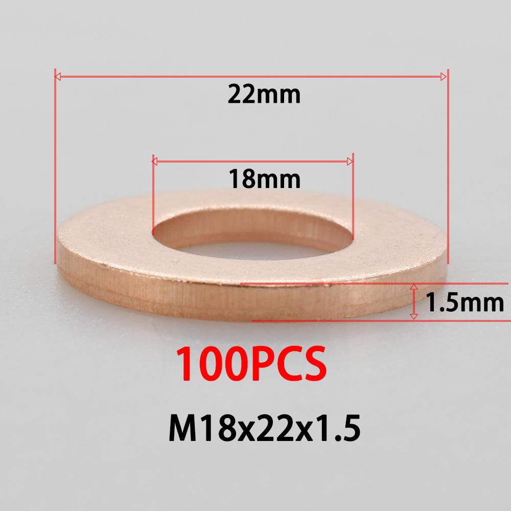 Solid Pure Copper Flat Washers Gasket Seal Ring M5 M6 M8 M10 M12 M14 M16 Metric Crush Washers For Sump Plug Oil Pipe Boat Repair Oil Drain Plugs 3