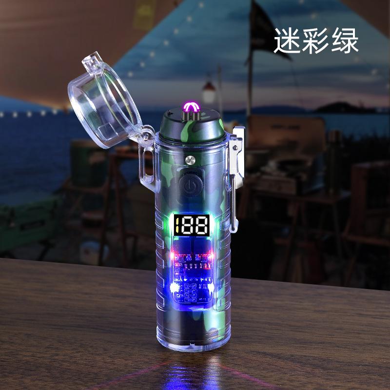 2025 Новая Модная Прозрачная Корпус Дуговая Зажигалка Портативная Зарядка Type-C с Фонариком Мужская Роскошная Зажигалка для Сигарет Подарок