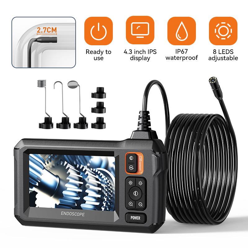 Single&Dual Industrial Endoscope 1080P 4.3 ''IPS Borescope Car Inspection Camera with 8mm IP67 Waterproof Snake Camera ForEngine