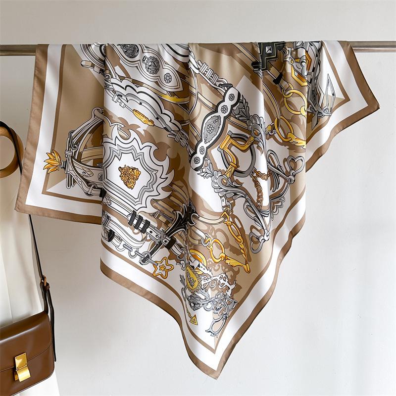 Роскошный бренд 90*90 см универсальный шелковый шарф женский шаль принт мягкий палантин квадратная бандана платок кашне хиджаб накидка