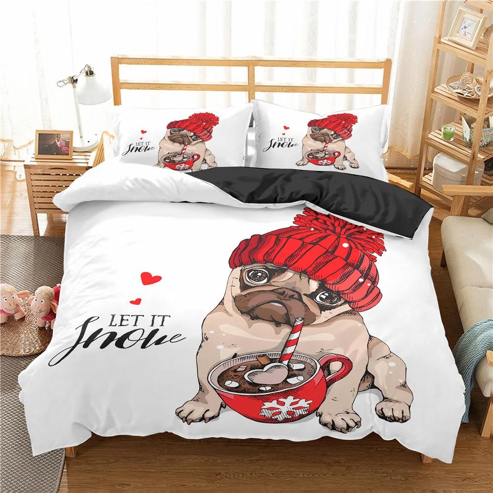 Cuete House Bedding 3D Digital Printing Cute Dog Duvet Quilt Cover Pillowcase Fashion Three-piece Set