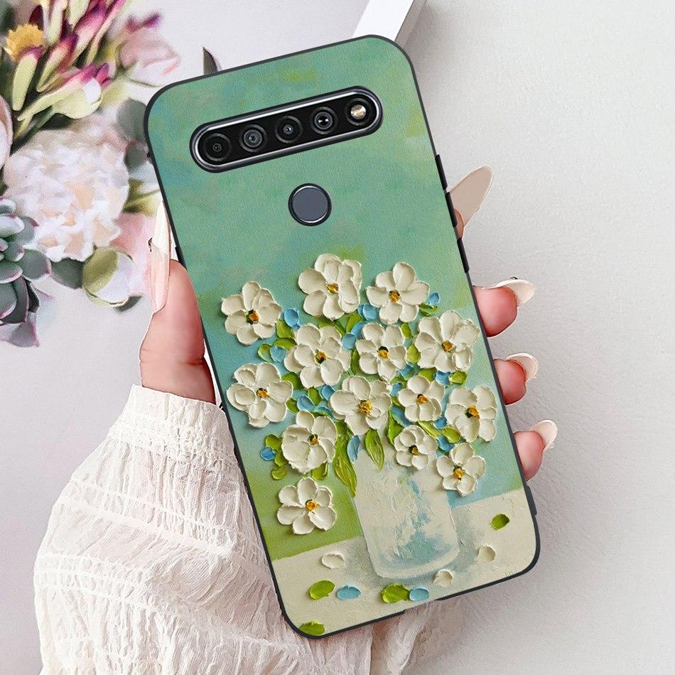 Для LG K41S K51S 2020 Элегантный Чехол для Телефона с Цветочным Котом, Для LG K41S K51S LM-K410 LM-K510 Черный Силиконовый Мягкий Чехол