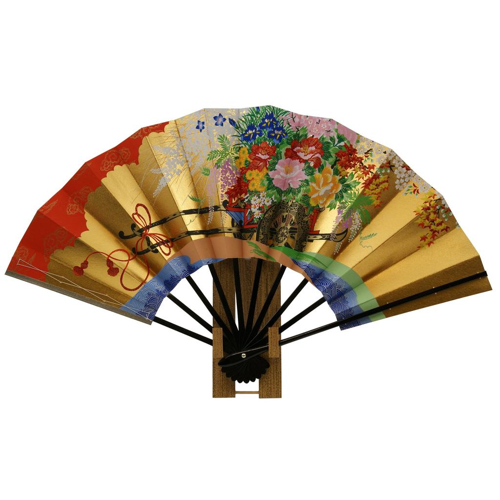 Osaka Choseido Decorative Made In Kyoto Overseas Original Set with Smell Paper Fan Holder Fan, 9.5 Inches, 29cm, Japan, Fan, Souvenir, Bag, Box,