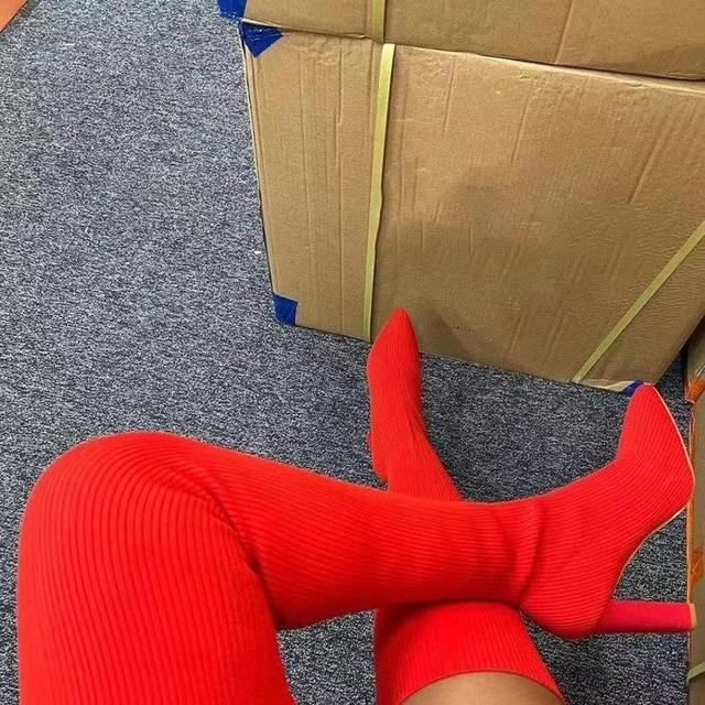 Autumn High Heels Shoes Female Thin Heel Ankle Women Boots Women Sock Boots Sexy Knitting Stretch Boots