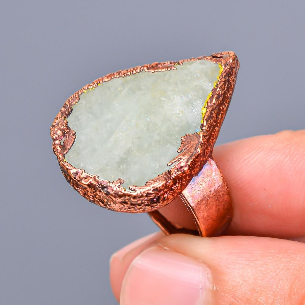 Аквамарин Камень Вечность Помолвка Подарок Лучшему Другу Март Кольцо Обещания Медь V-13