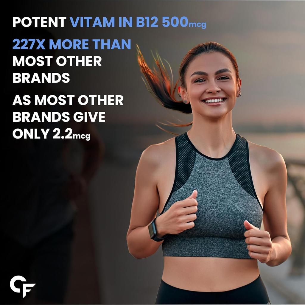 Carbamide Forte Vitamin B12 Tablets 500mcg Supplement for Men & Women 90 Veg Tablets Daily Energy
