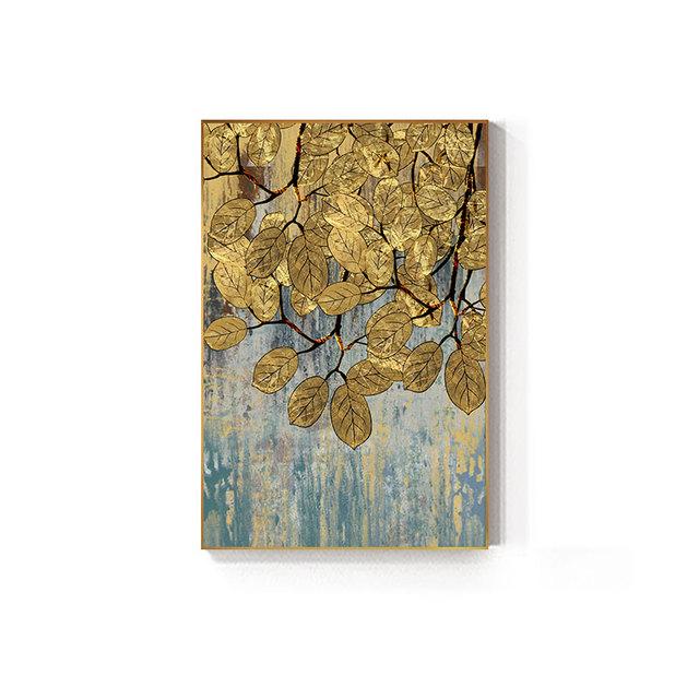 Современные картины на холсте для домашнего декора для дизайна комнаты, роскошные золотые листья, постер, картина для интерьера в стиле лофт, без рамки