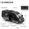 1:32 Alloy Diecast Sprinter MPV Van Toy Car Pull Back Sound Light Doors Openable Collection Toys Vehicle Gift For Kid