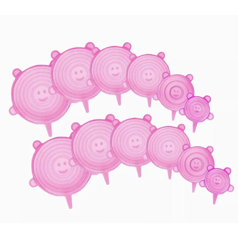 6/12pcs Reusable Silicone Stretch Lids - Keep Fruits & Veggies Fresh for Longer!