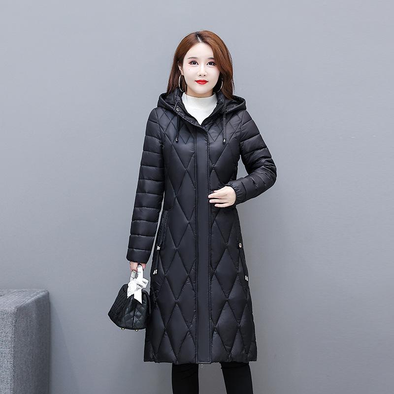 Зимняя длинная куртка для женщин среднего возраста с капюшоном, повседневное утолщенное теплое хлопковое стеганое пальто, женские парки, зимнее пальто
