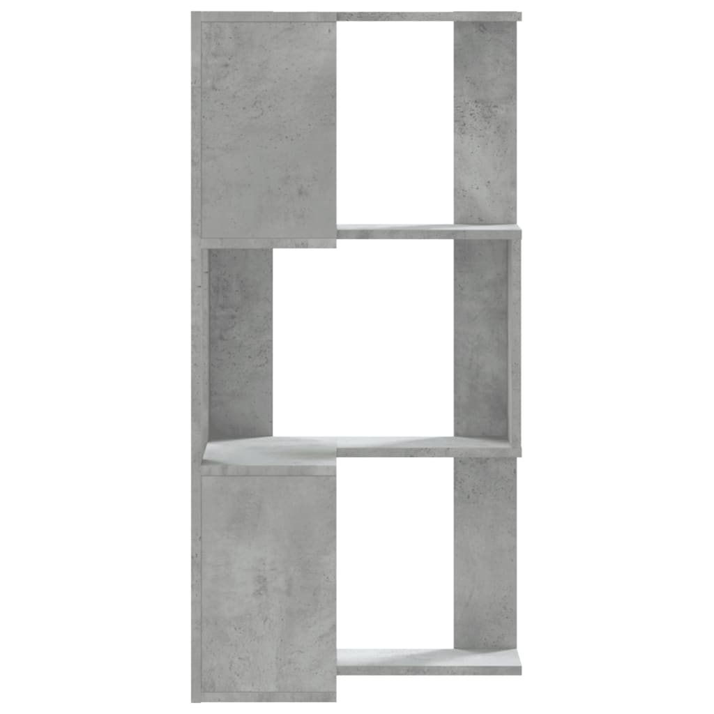 Corner Bookshelf 3 Shelves Concrete Grey 50 x 50 x 102 cm Engineered Wood