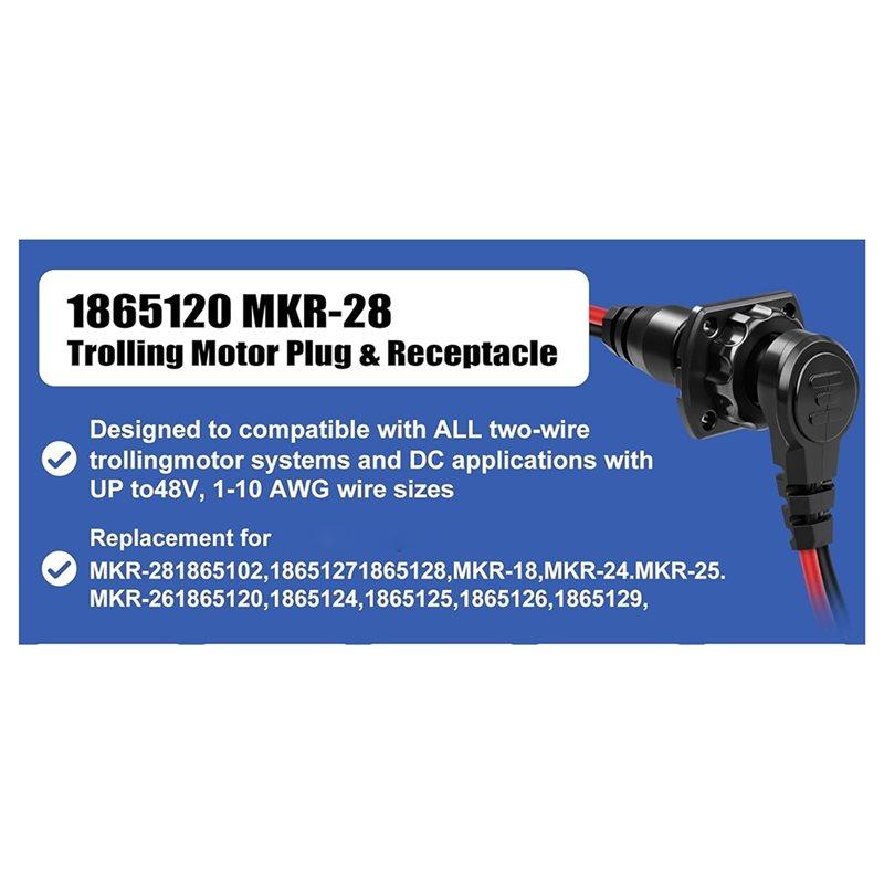 Premium-1865120 MKR-28 Trolling Motor Plug,Male Female Trolling Motor Socket Connector,Freshwater And Saltwater Marine Accessory