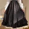 Черные длинные юбки, женские японские каваи, консервативный стиль, юбка Лолита, женские французские винтажные двухслойные кружевные плиссированные юбки с рюшами