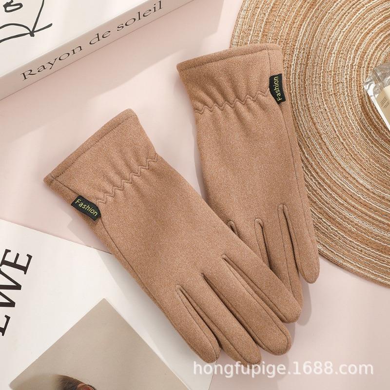 Теплые перчатки женские флисовые ветрозащитные для улицы для езды на электромобиле кроличий пух с бантом осенне-зимние перчатки