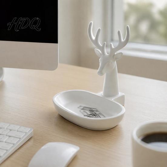 Уникальные Домашние Аксессуары 3D Печатный Подсвечник-Олень Нордический Стиль Держатель для Колец в Виде Рогов Минималистичный Настольный Органайзер для Ключей Стола Туалетного Столика Декоративный