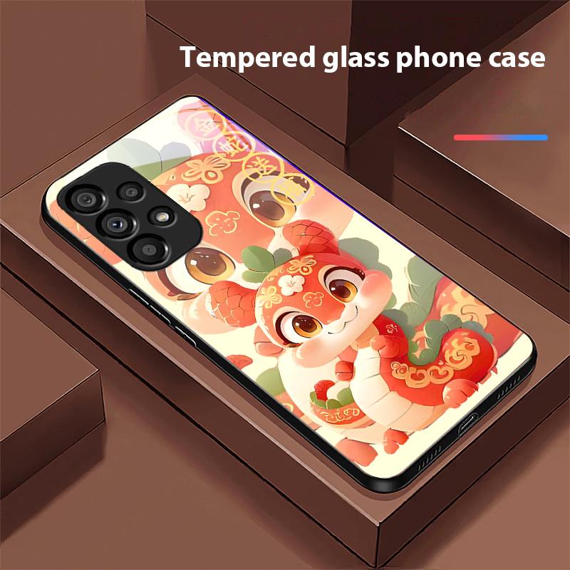 Новый мультяшный змей для Samsung Galaxy S10 20 Plus 21 FE 22 23 24 FE 25 Ultra черный чехол для телефона из закаленного стекла твердый чехол