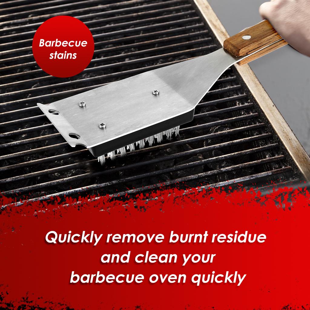 2 шт. Щетка для барбекю 15 дюймов Набор щеток для барбекю Эффективная уличная щетка для чистки гриля с деревянной ручкой и скребком для чистки гриля