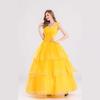Golden Cinderella Bell Princess Dress Costume, Fairy Tale Adult Uniform Halloween Ball Costume