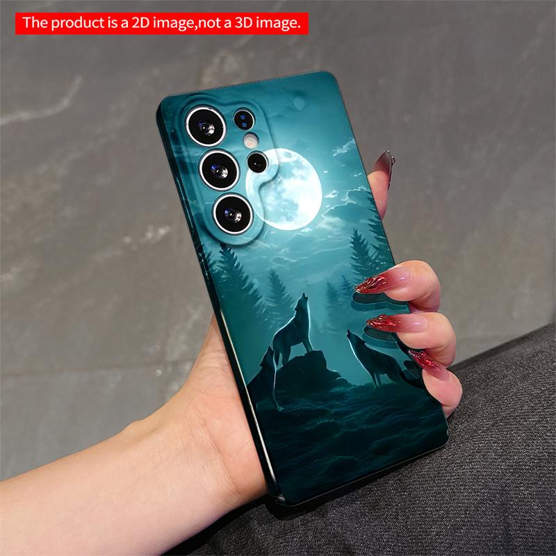 2DFlat Samsung phone case Moonlit Wolves Howling in Forest Applicable to Galaxy S23 S24 S25ULTRA S26 A12 A14 A15 A16 A54 A55