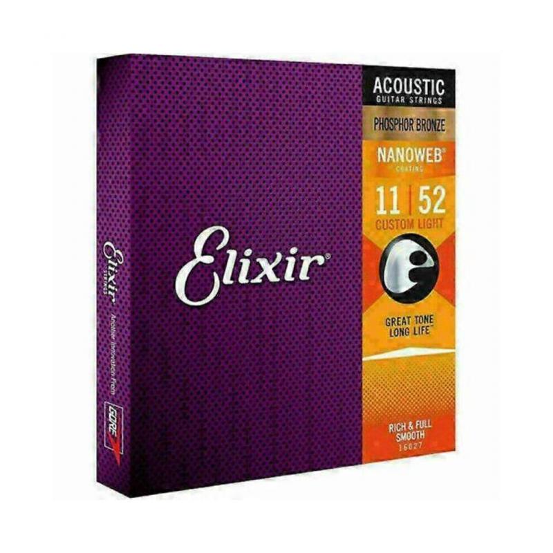 Elixir Acoustic Guitar Strings Nanoweb Phosphor Bronze Light 16027