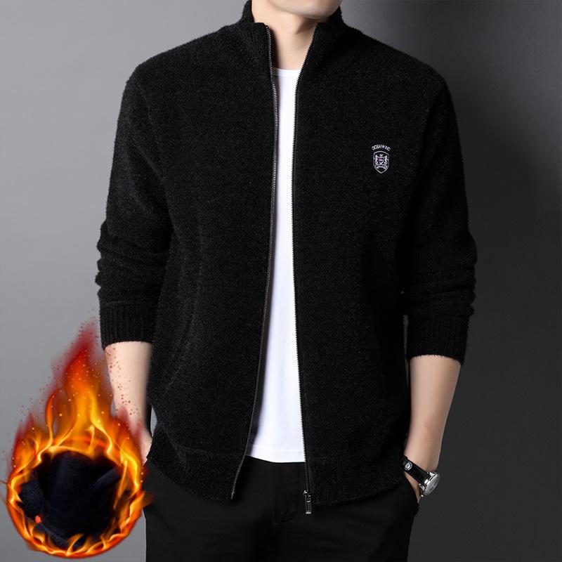 Новая осенне-зимняя куртка Ferret Plus Velvet для мужчин, модная и повседневная верхняя одежда, утолщенный и теплый вязаный кардиган Dad Knitted Cardigan для мужчин