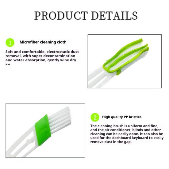 Мини-щетка для чистки вентиляционных отверстий автомобиля, ручка для автомобильной вентиляции, двухсторонняя насадка из микрофибры, очиститель кондиционера, инструмент для удаления пыли и детализации