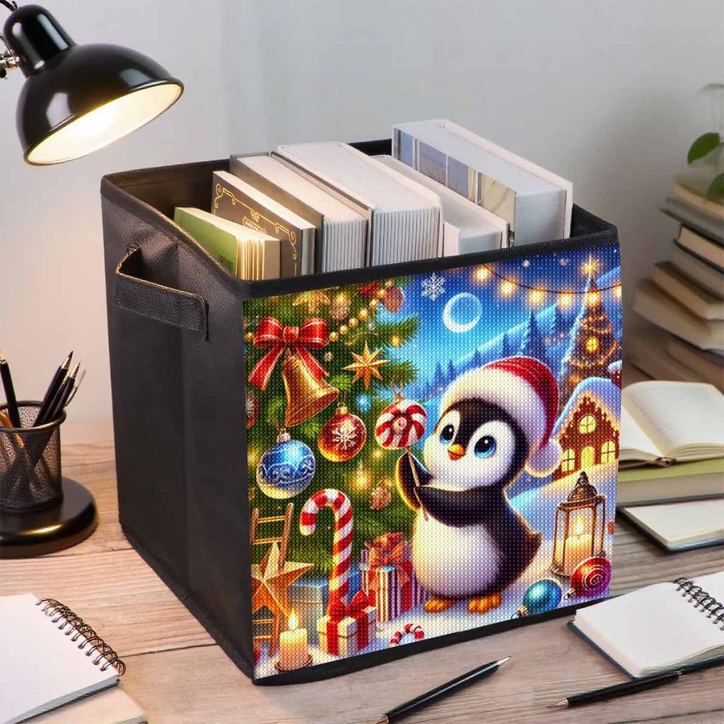 The Hardworking Little Penguin 5D Diamond Painting Storage Basket Full Round Drill Mosaic Diamond Embroidery Cross Stitch Kits Home Decor Home Decor