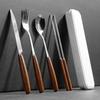 Stainless Steel Cutlery Set for Two, Featuring Chopsticks, Knives, Forks, and Spoons, Includes a Wooden Handle. 8-piece Set with Case. Perfect for Out
