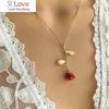 New Fashion Vintage Rose Necklace Pendant Long Chain Charm Simple Necklace Autumn Winter Women 'S Jewelry Valentine 'S Day