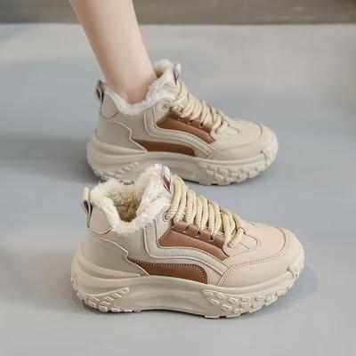 Спортивная и повседневная хлопковая обувь для женщин 2024 осень-зима новинка на толстой подошве противоскользящая для бега вулканизированная женская обувь