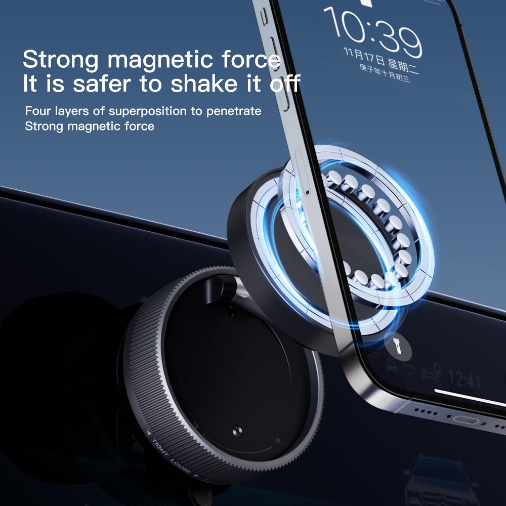 360° Adjustable Vacuum Magnetic Suction Cup Phone Mount, Hands-Free Magnetic Cell Phone Holder for Car/Gym/Mirror/Smoot