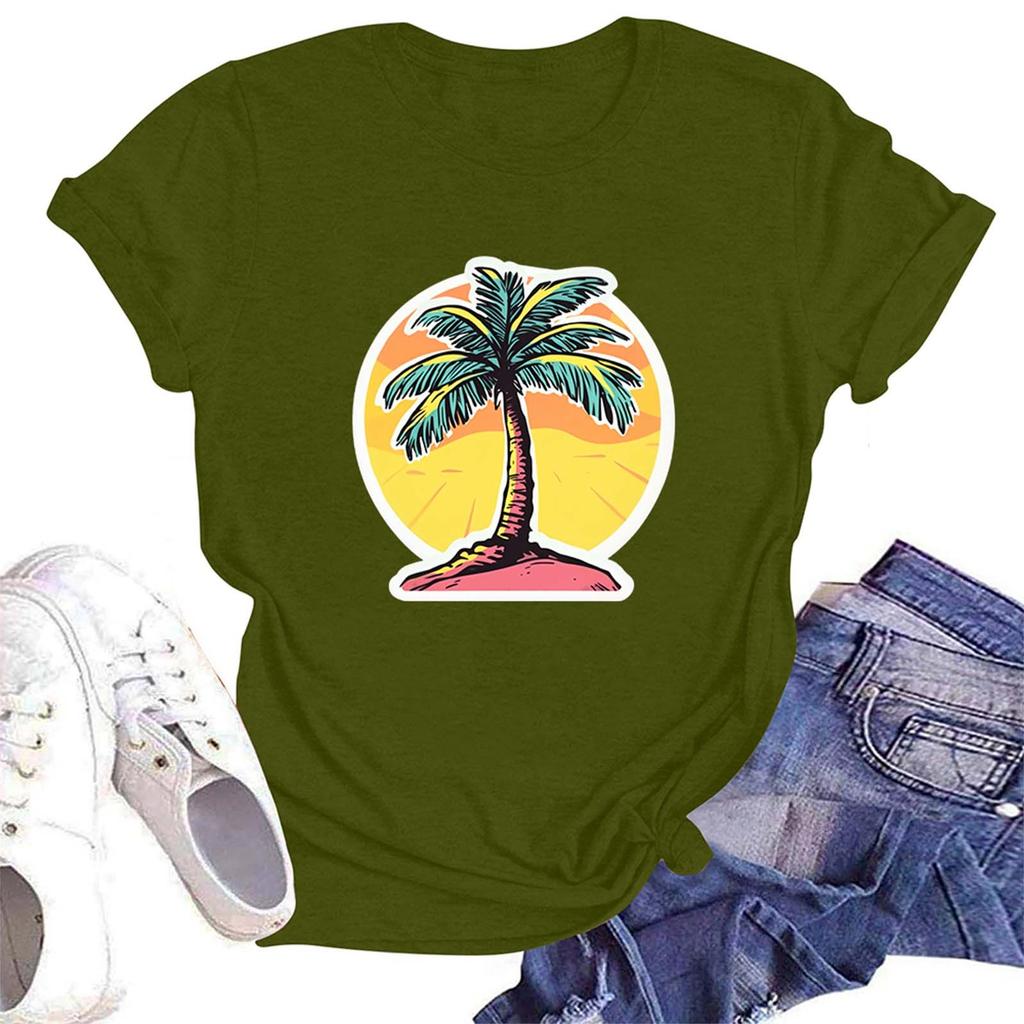 Женская повседневная свободная футболка с принтом, круглый вырез, пуловер, короткий рукав, топ