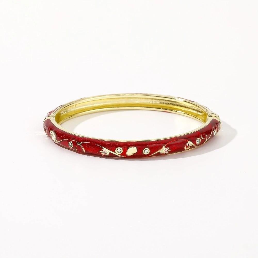 Small Floral Chinese Flower Bangle Enamel Women's Hand Bracelet Vintage Cloisonne Bangle Ladies