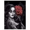 5D DIY Алмазная картина Череп Девушка Вышивка крестиком Полный дрель Круглая алмазная вышивка Хэллоуин Подарок Мозаика Кристалл Изображение Декор
