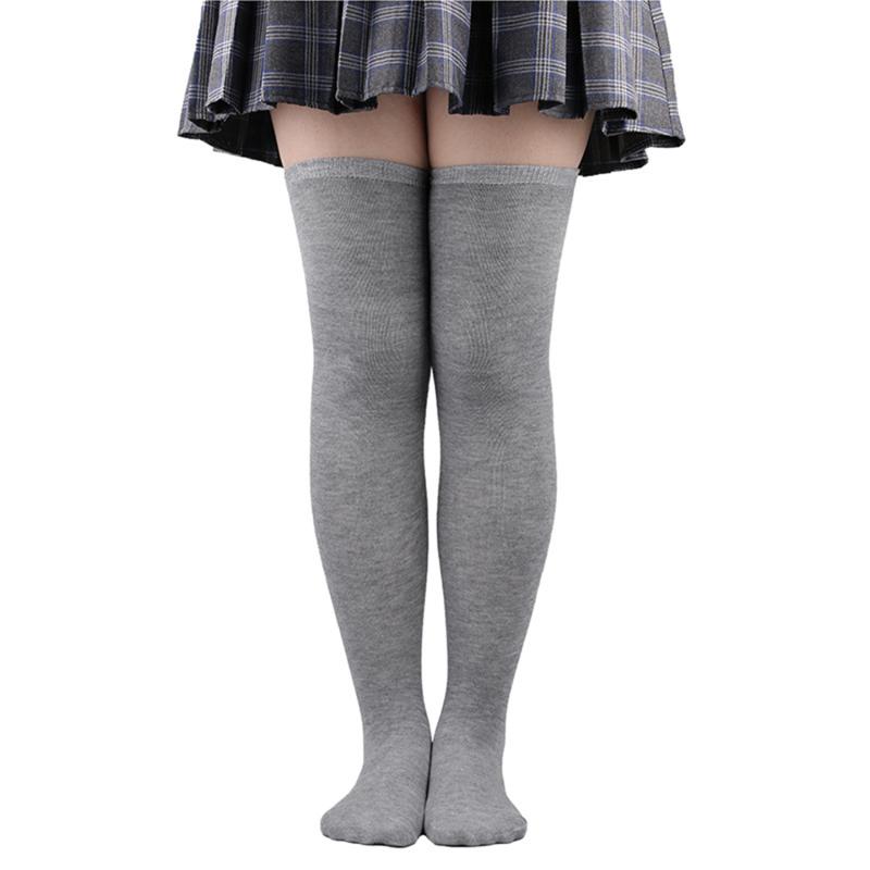 Women Over Knee Thigh High Socks Academic Style Solid Corlor Long Socks Over The Knee Stockings For Ladies Girls