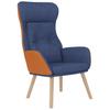 Relax Armchair with Footstool Blue Faux Leather & Fabric