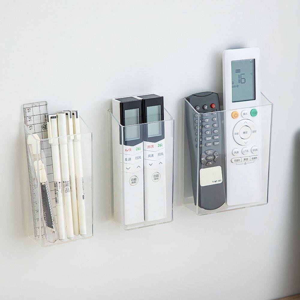 Adhesive Wall Organizer Wall Mounted Stationery Storage Box Multifunction Remote Control Holder