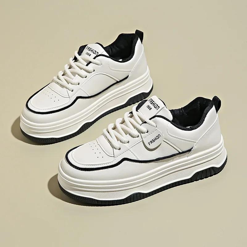 Женская повседневная обувь Новая модная платформа Уличная дышащая белая для бега на толстой подошве Повседневная спортивная вулканизированная обувь 2025