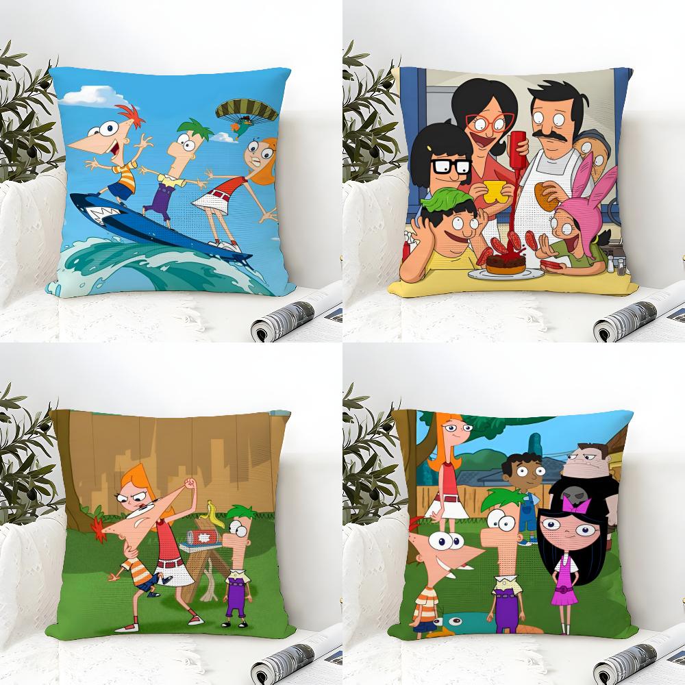 Phineas And Ferb Pillow Case Linen Cushion Covers For Decorative Sofa Home Pillows Case Car Chair Pillows Cases