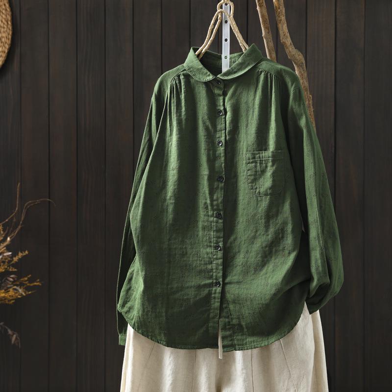 Женская рубашка из хлопковой марли с длинным рукавом в ретро-цветочном стиле, весна 2026