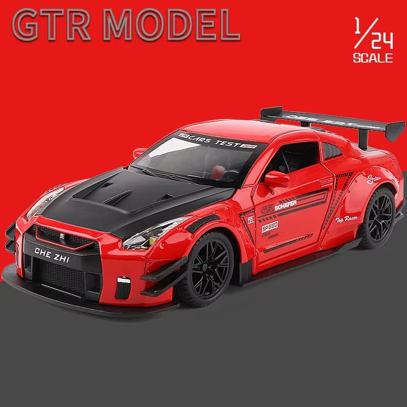 1:24 Skyline Ares Nissan GTR R34 R35 Модель легкосплавного спортивного автомобиля Литая металлическая гоночная модель автомобиля Моделирование Звук и свет Детский подарок